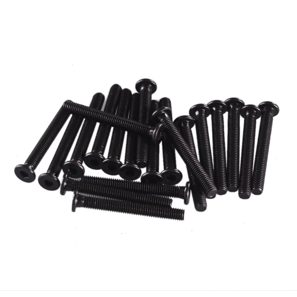 Ewead, M5x40mm Low Carbon Steel CNC Low Profile Screws DIY Flat Head Hex Socket Machine Screws Fully Thread Pack of 20