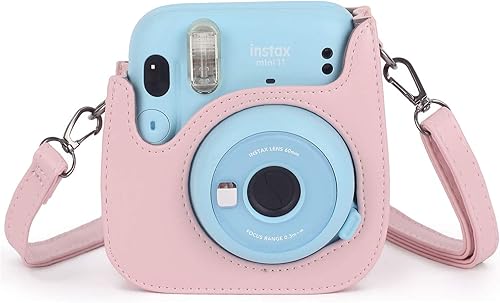 Miniatura 4 de Phetium - Funda para cámara instantánea compatible con Instax Mini 11, bolsa de piel sintética con bolsillo y correa de hombro ajustable (rosa rubor)