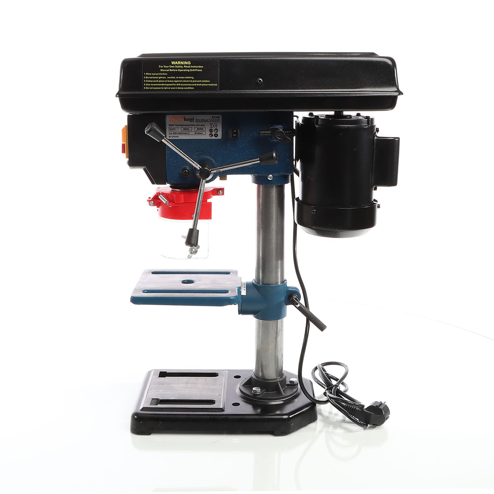 XPOtool Trapano da banco 500W con laser, mandrino da 1,5-16 mm e 500-2500 giri/min Trapano a colonna