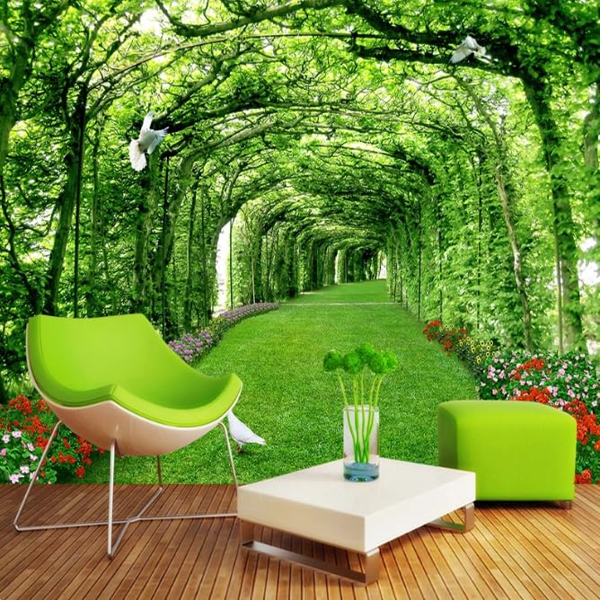 Papier peint photo 3D pour agrandir une pièce sombre avec un décor forêt