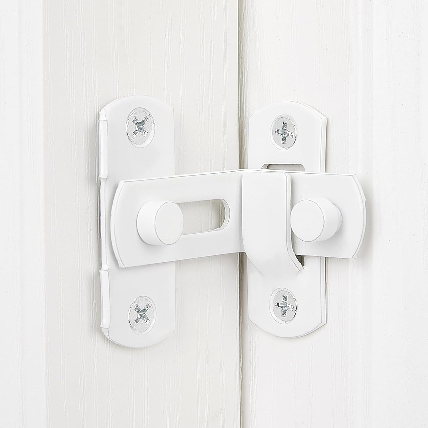 INIRET 6 Packs 90 Degree White Flip Barn Door Lock,Protect Privacy-Security Gate Latch,Hook Lock Latch for Barn,Sliding Door Antique Lock Gate Latches Wine Cabinet Closet Door Latches.