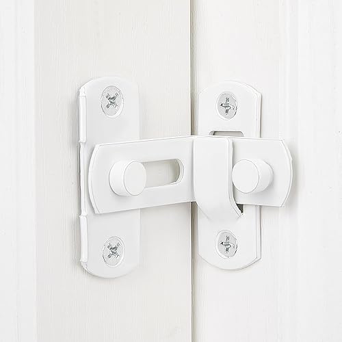 Miniatura 3 de INIRET Paquete de 4 cerraduras de puerta de granero con tapa de 90 grados, protege la privacidad y seguridad, pestillo de bloqueo de gancho para