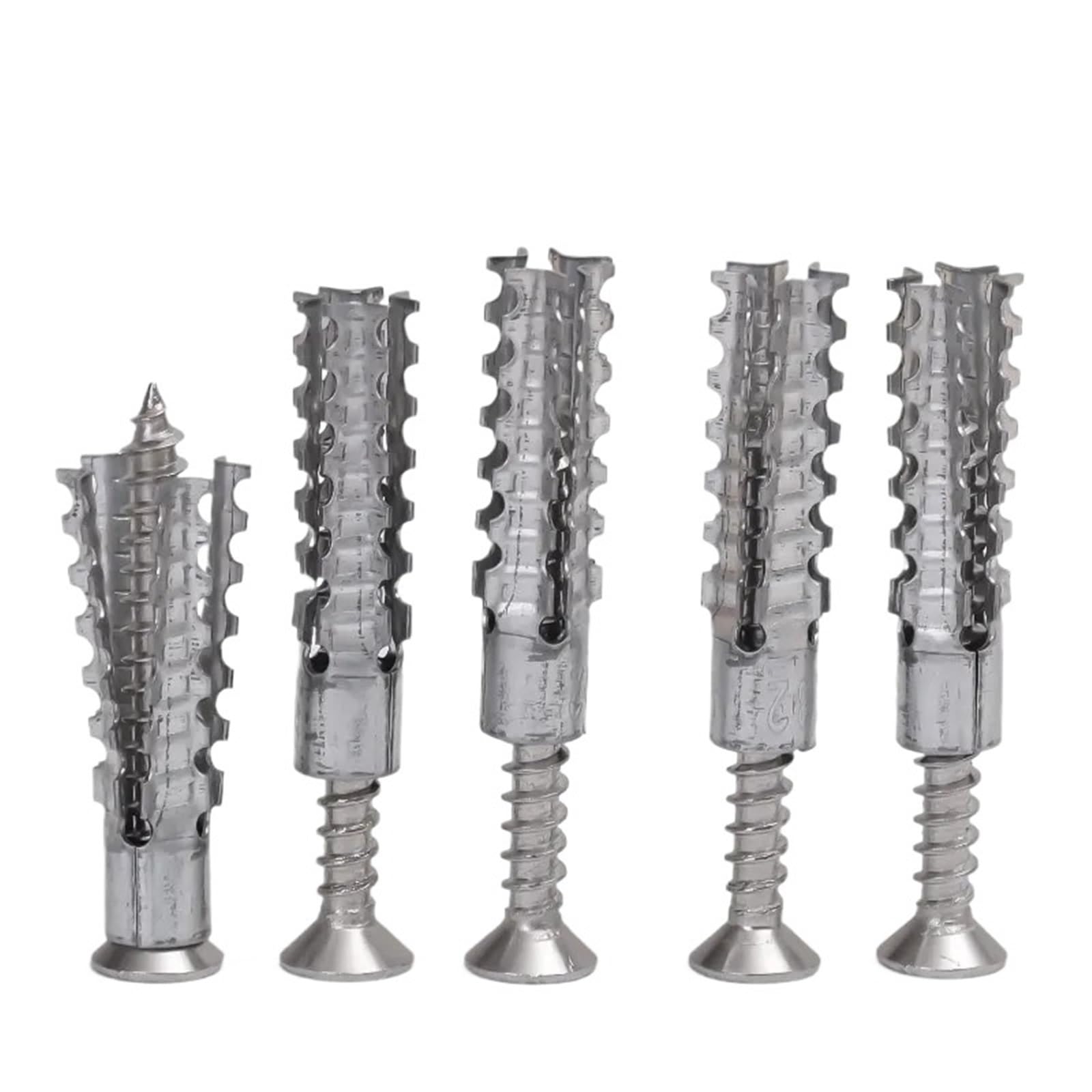 Fisher Tasselli Viti ad espansione seghettate in metallo Vite autofilettante for tubo in acciaio Bulloni di ancoraggio a parete Tappo perforazione(A- 8mm,50 Sets)