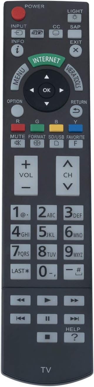 VINABTY Replacement Remote Control for Panasonic Viera Plasma HDTV N2QAYB000703