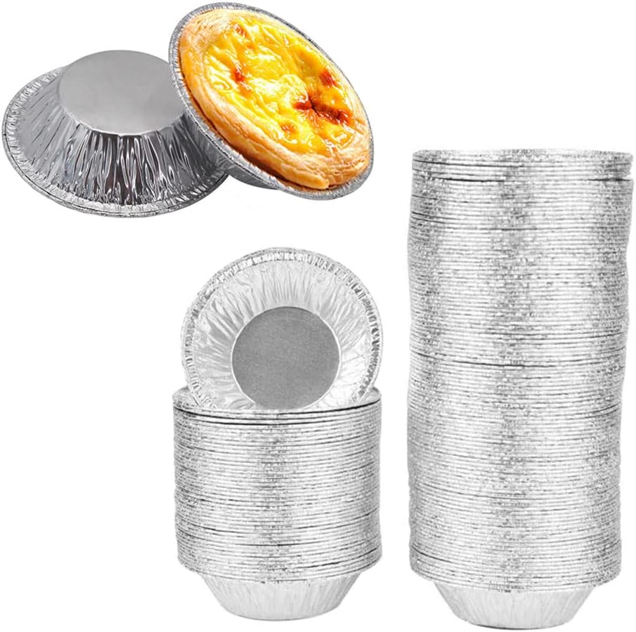 AKOAK 250 Pcs Tin Egg Tart Mould, Kitchen Baking Tools, Suitable for Cake, Egg Tart, Cookie, Pudding, Jelly, Chocolate, etc