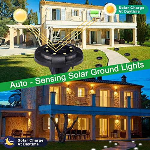 K.e.j. Solar Ground Lights Outdoor 12 Led Disk Lights Garden Lights Solar Powered Waterproof In-Ground Outdoor Landscape Lighting For Patio Pathway Lawn Yard Deck Driveway Walkway (12 Pack) #TOP1