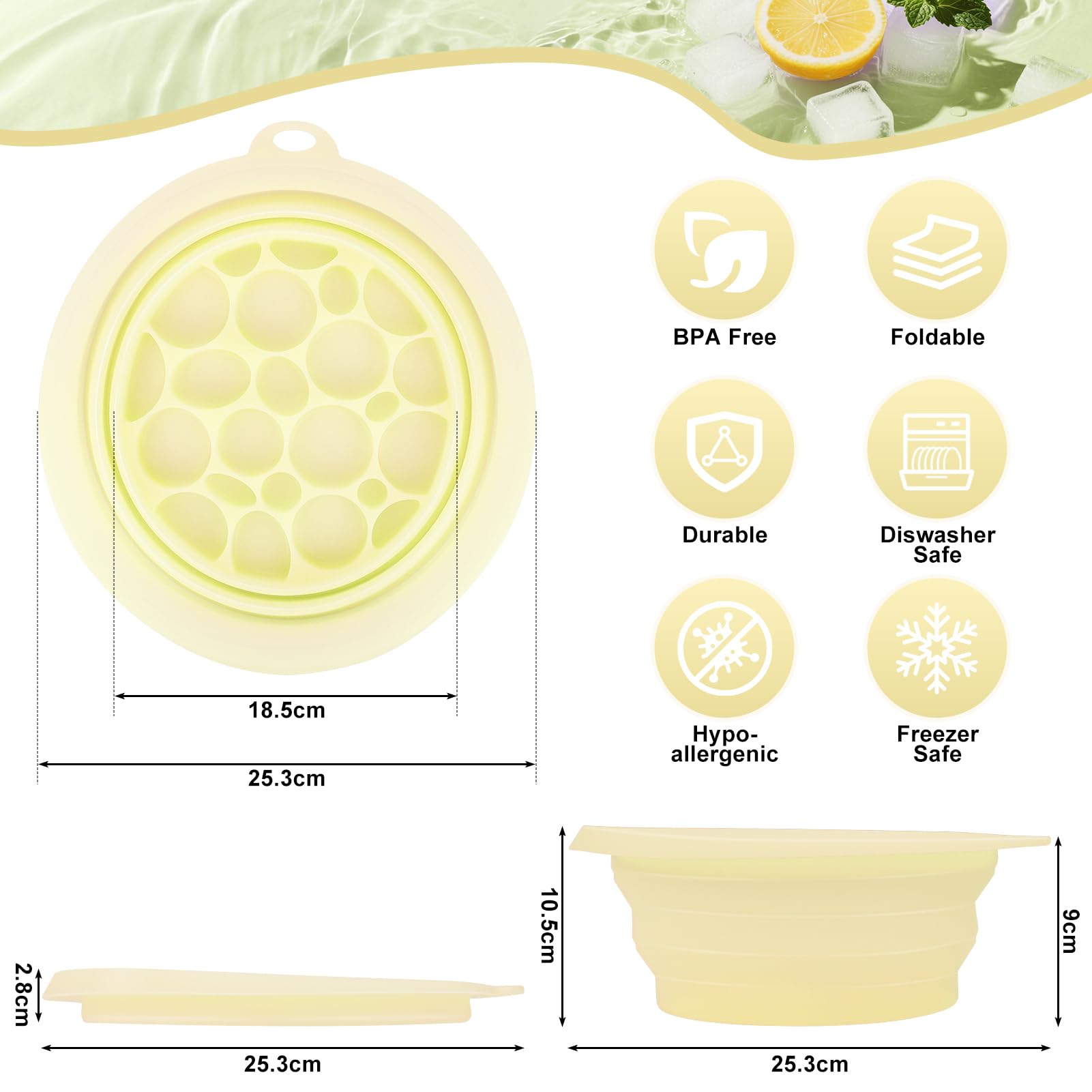 Musiwanna Silicone Ice Face Bowl, Face Bowl for Ice Foldable Ice Bath Facebowl with Built-In Icetray - Image 2