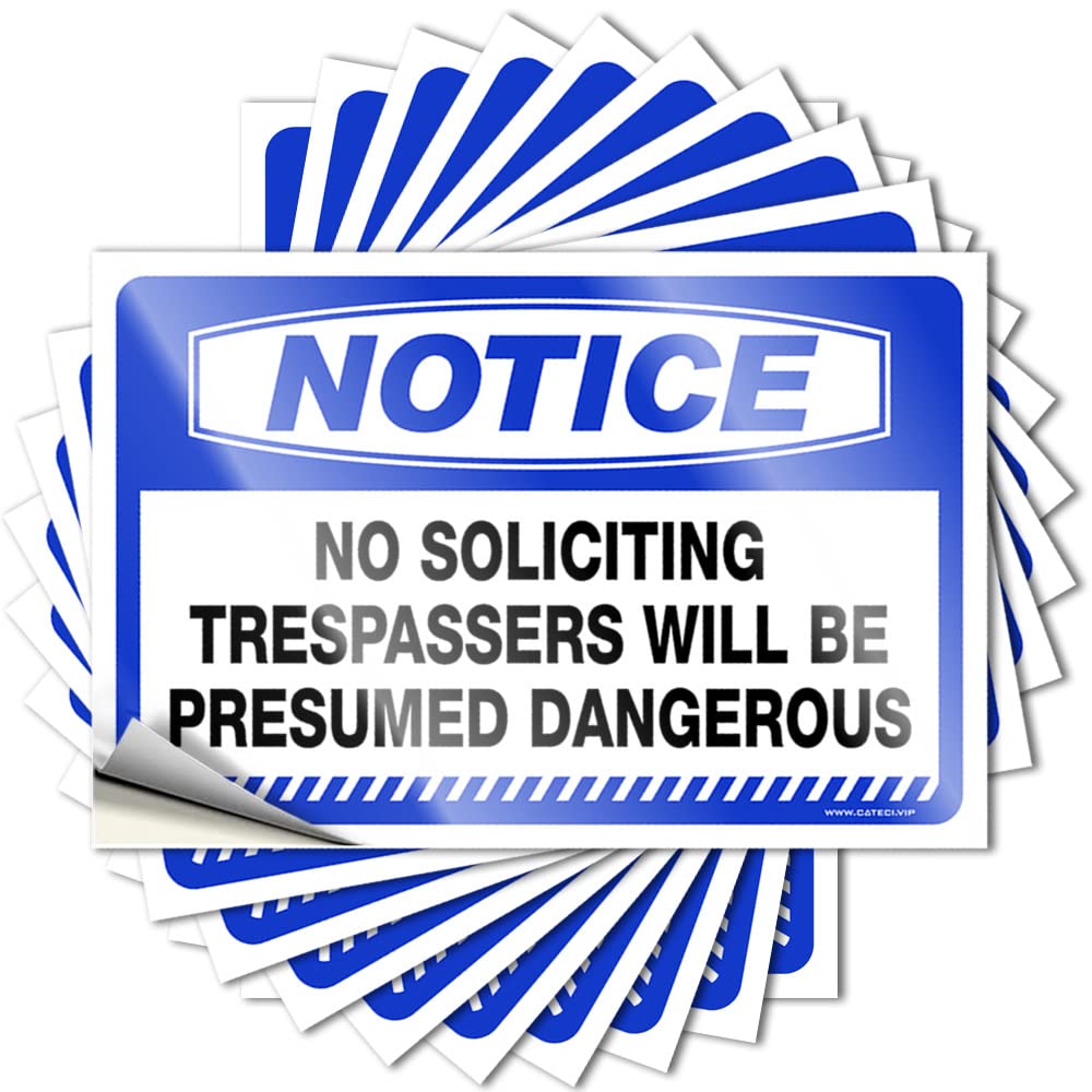 Quote Camper Accessories for Outside Peel and Stick - Notice No Soliciting Trespassers Will Be Presumed Dangerous Helmet Cool Waterproof Vinyl for Football(6X9CM)