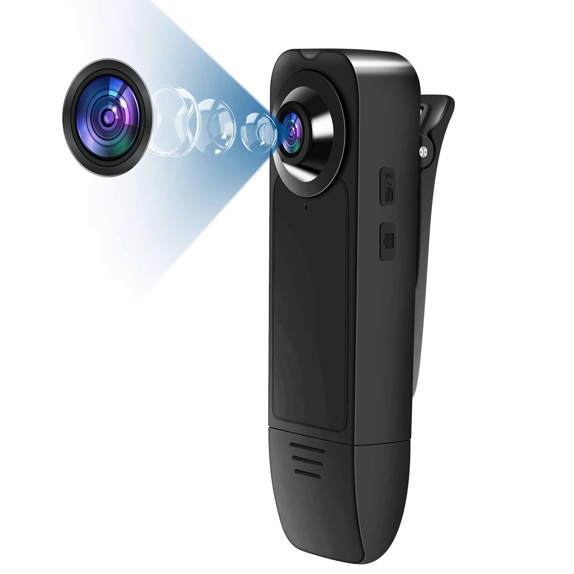 Baobylon Kleine camera zonder wifi, HD 1080P bodycam met 32G geheugenkaart, mini bewakingscamera, audio video opname Mini camera met nachtzicht bodycam lichaamscamera voor binnen buiten bewaking