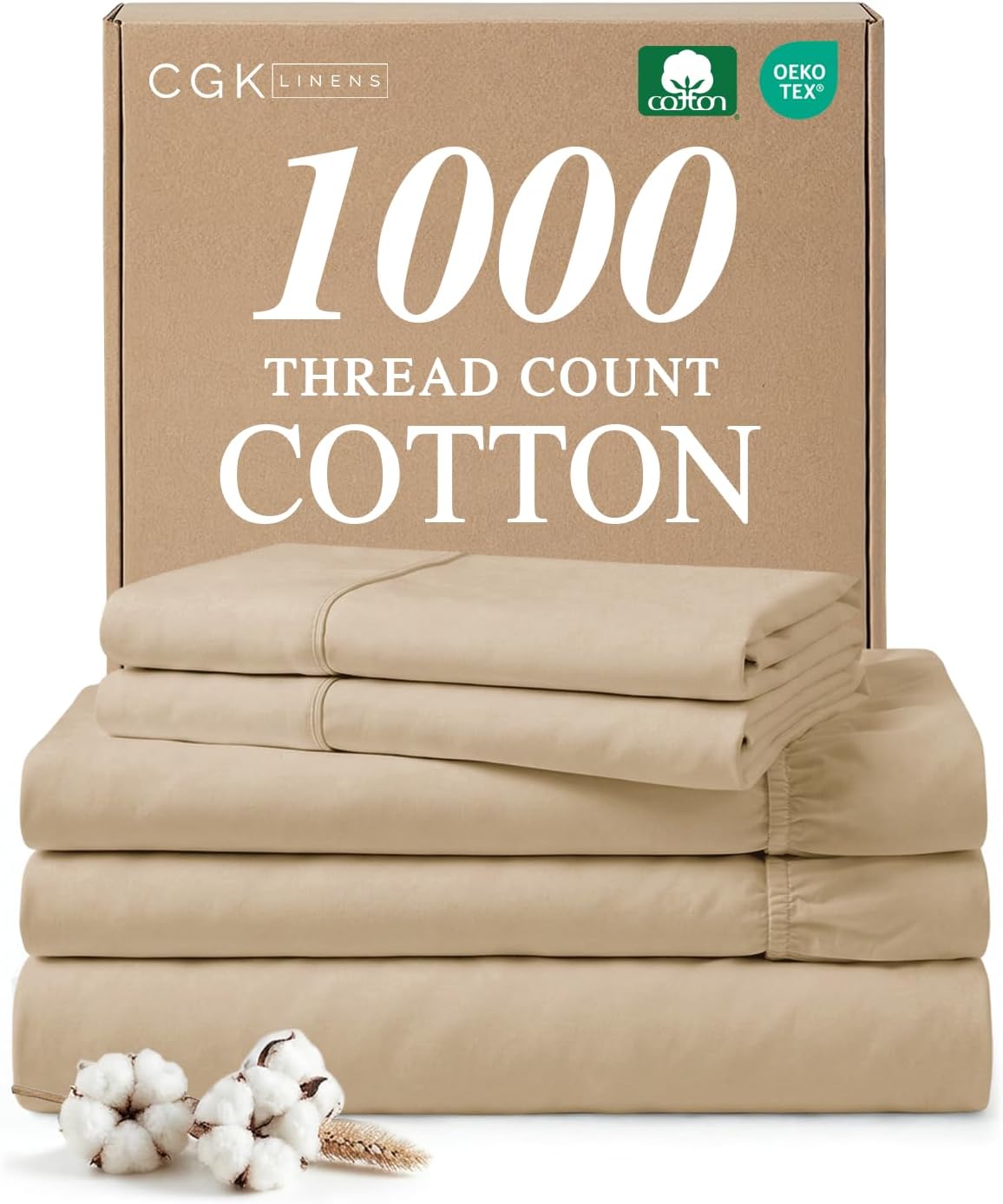 1000 Thread Count Sheet Set - 100% Cotton Bed Sheets - Softer Than Egyptian Cotton - 5-Piece Light Grey Split King Set - Sateen Weave - Hotel Luxury Bedding 16" Deep Pocket (Fits up to 17" Mattresses)