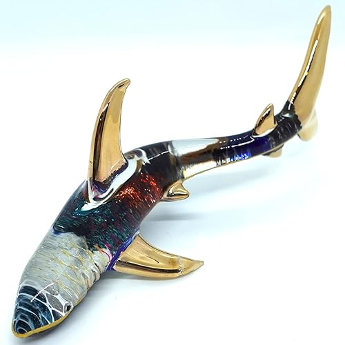 Miniatura 14 de Figuras pequeñas en miniatura de tiburón, animales pintados a mano, arte de vidrio soplado, regalo coleccionable para decorar (multicolor)