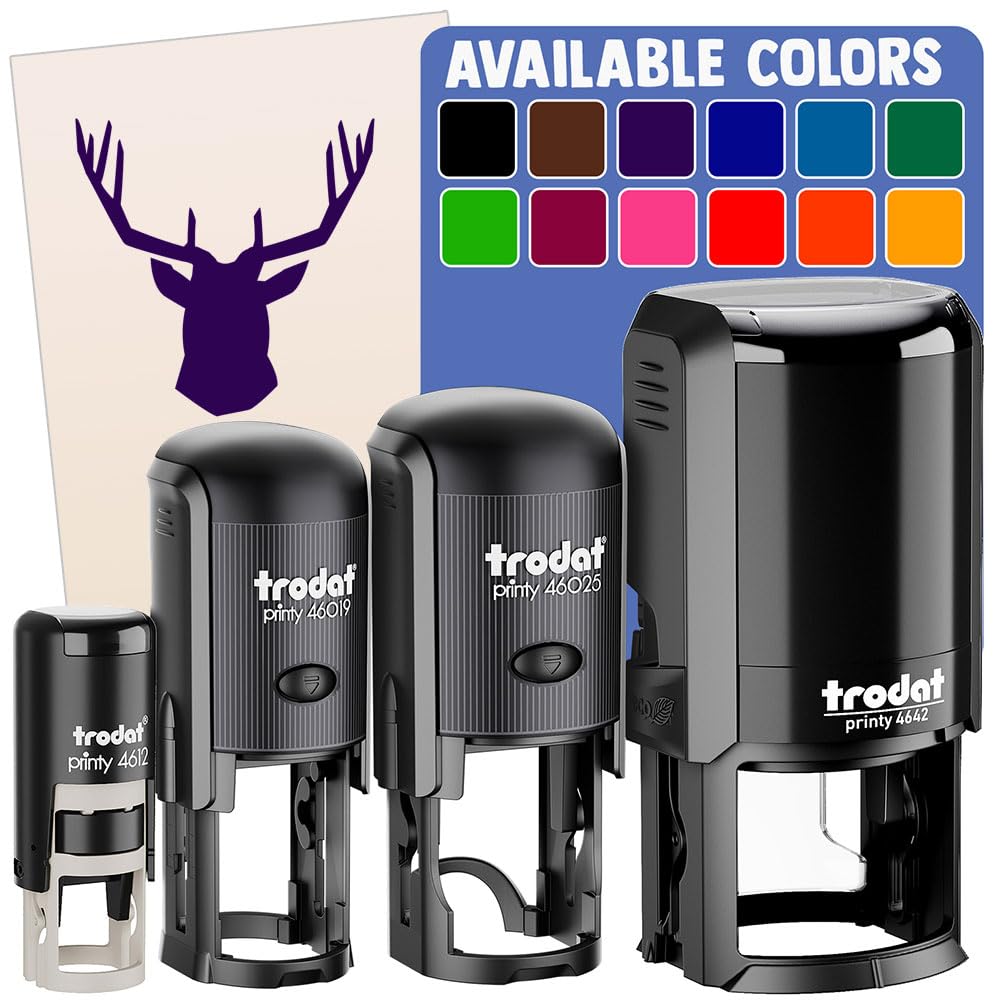 Deer Stag Head Solid Self-Inking Rubber Stamp for Stamping Ink Stamper Crafting Planners - 1/2 Inch Mini - Dry Pad (No Ink)