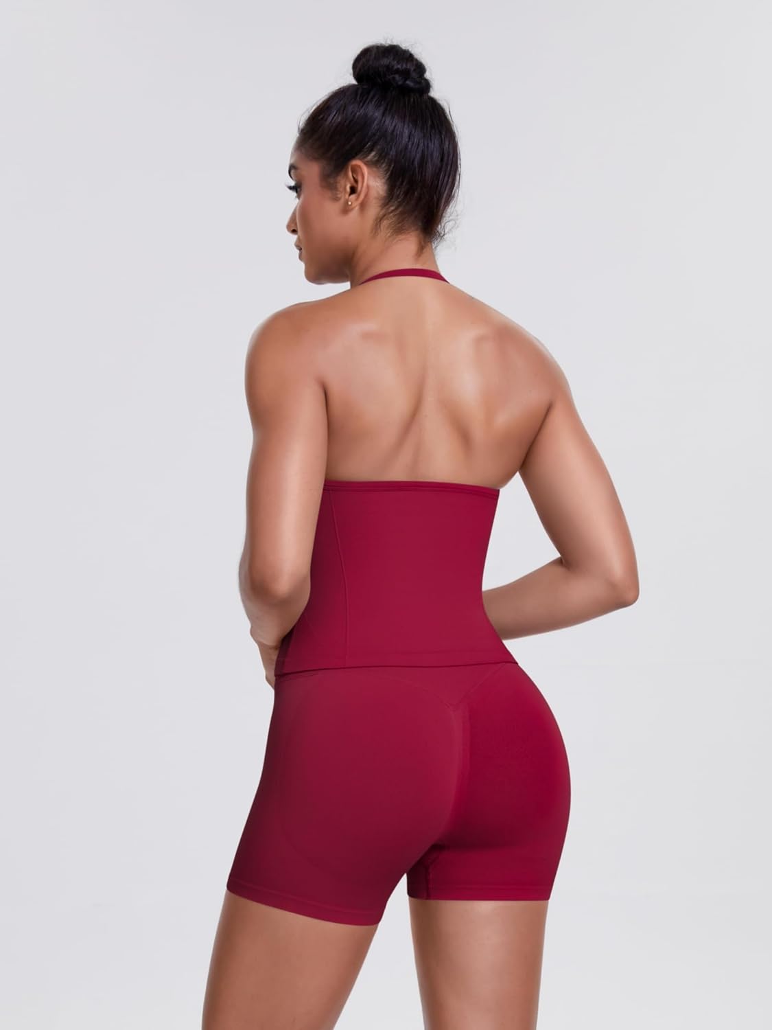 Two Piece Workout Sets for Women Halter Strappy Tank Top Butt Lifting High Waist Shorts Gym Set Activewear - Image 2