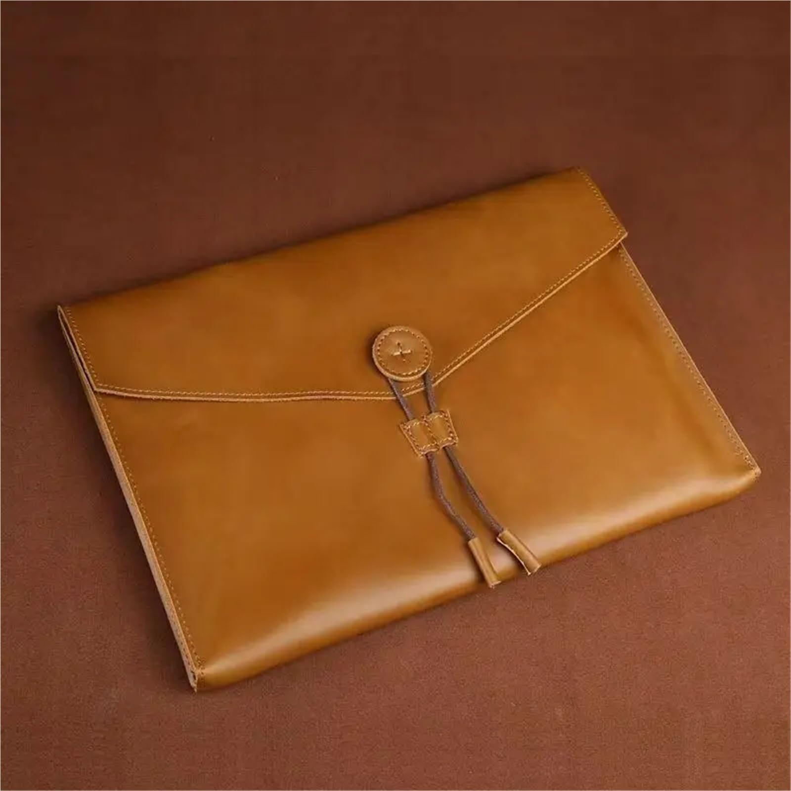 Portadocumenti in Pelle Borsa portadocumenti in vera pelle A4, raccoglitore a forma di mucca, Crazy Horse Official, semplice e casual(Coffee)