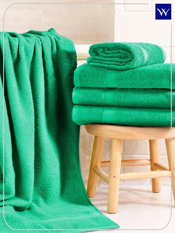 Image of Welspun Alpha 100% Cotton 420 GSM Dobby Weave Solid Premium Large Bath Towel | Super Absorbent, Quick Dry & Ultra Soft - 84 x 180 Cm - Aqua Green
