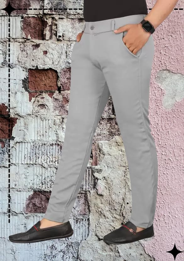 Men’s Slim Fit Casual Chinos Pants Stretch Cotton Trousers with Flat Front, Comfortable Everyday TS K007 Grey-picture-45
