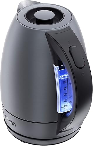 Chefman Hervidor eléctrico, hervidor de agua eléctrico de acero inoxidable de 1.7 litros con apagado automático, luces LED, protección para hervir