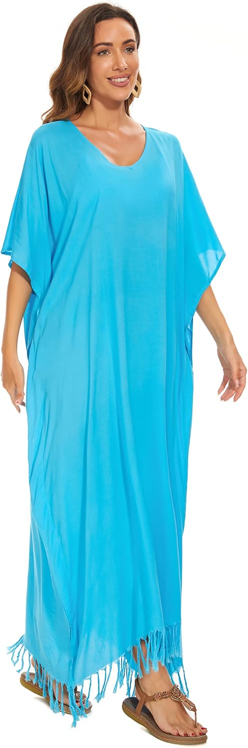Beautybatik Women Solid Caftan Kaftan Loungewear Maxi Plus Size Long Loose Dress XL to 4X