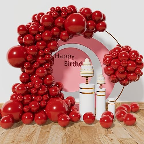 KAWKALSH 134 globos rojos de diferentes tamaños para arco de guirnalda, globos de látex de alta calidad para fiesta de cumpleaños, graduación, boda,