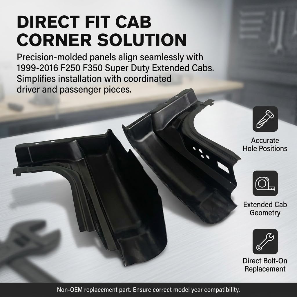 Rear Cab Corner Kit Compatible with 1999-2016 Ford F250 F350 F450 F550 Super Duty - Fits Extended Cab ONLY (NOT Crew or Regular) - Replaces 1987-119 1987-120