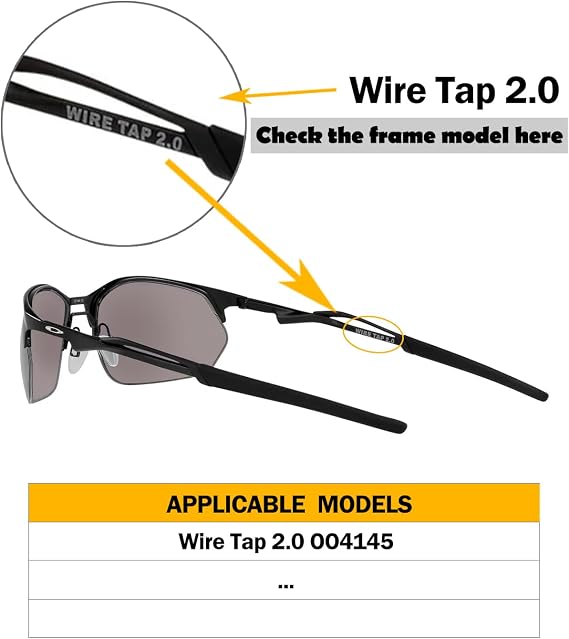 Ear Socks Replacement Temple Sleeves for Oakley Wire Tap 2.0 OO4145 Sunglasses Frame, Silicone Soft Black Earsocks