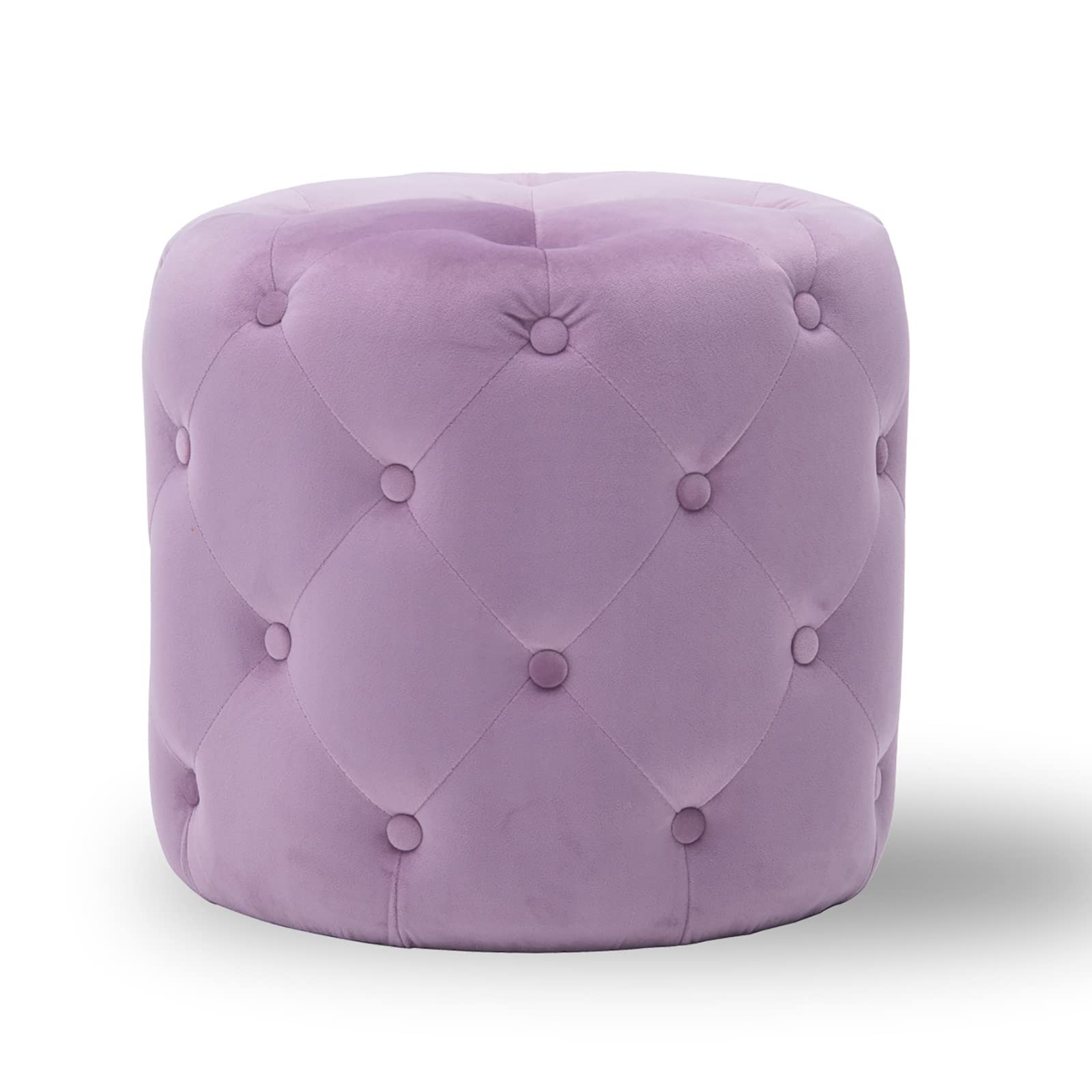 Table basse décorative en velours violet, pouf moderne de salon chic
