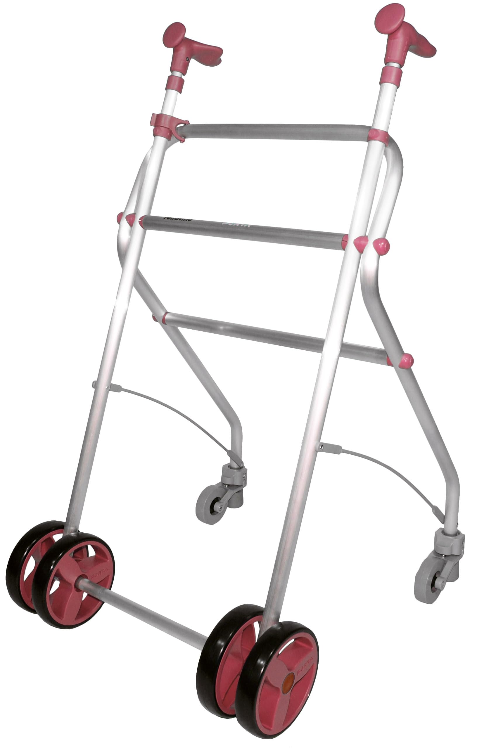 Forta - Andador Rollatino, Andador para ancianos, Frenos por presión, Andador Plegable, Peso máximo 100 kg, Coral