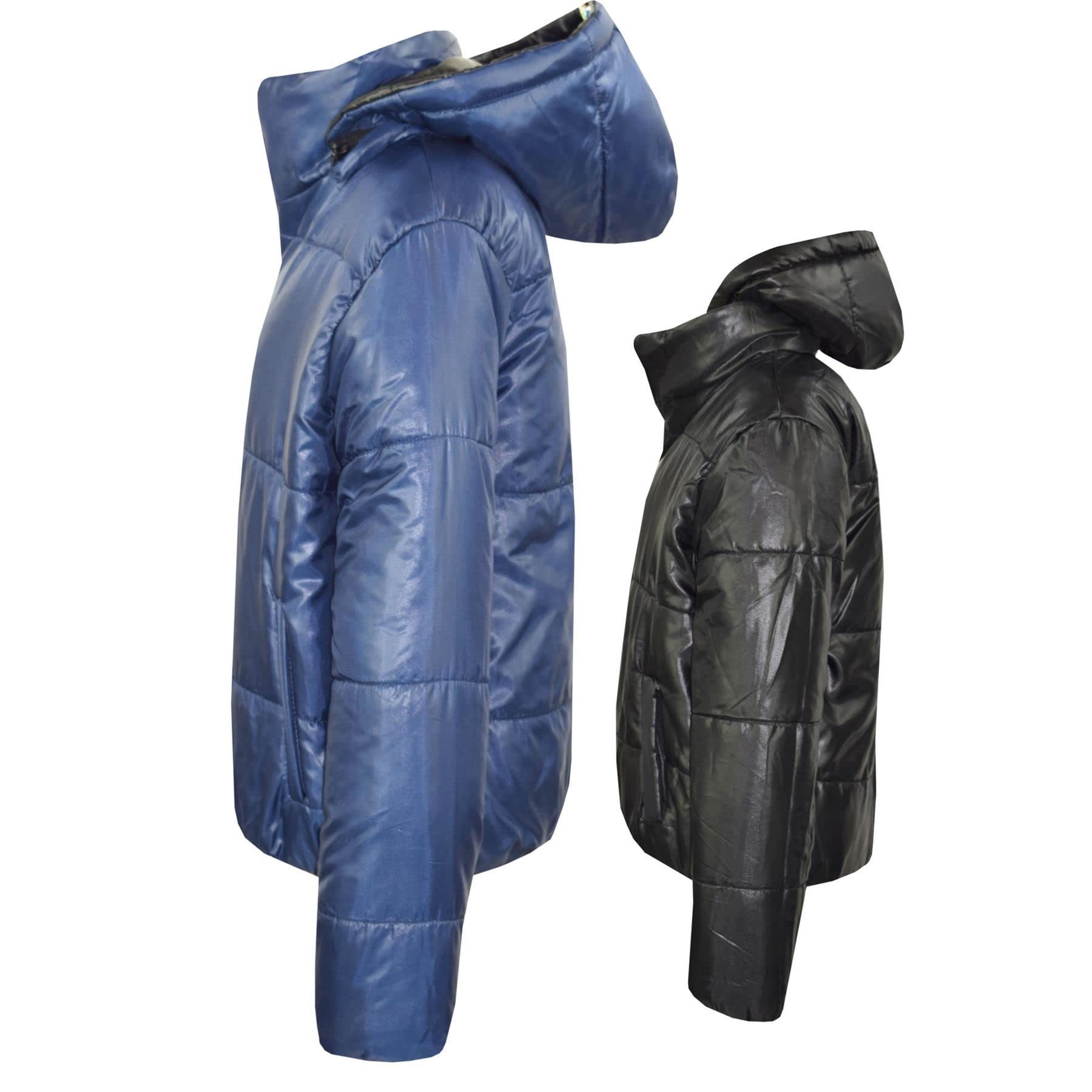 A2Z 4 Kids Dziewczyny Chłopcy Kurtka Dwustronna, Krótka, Z Kapturem, Wyściełana Podszewką Kurtki Puchowe - Reversible Jacket 492 Navy 5-6.