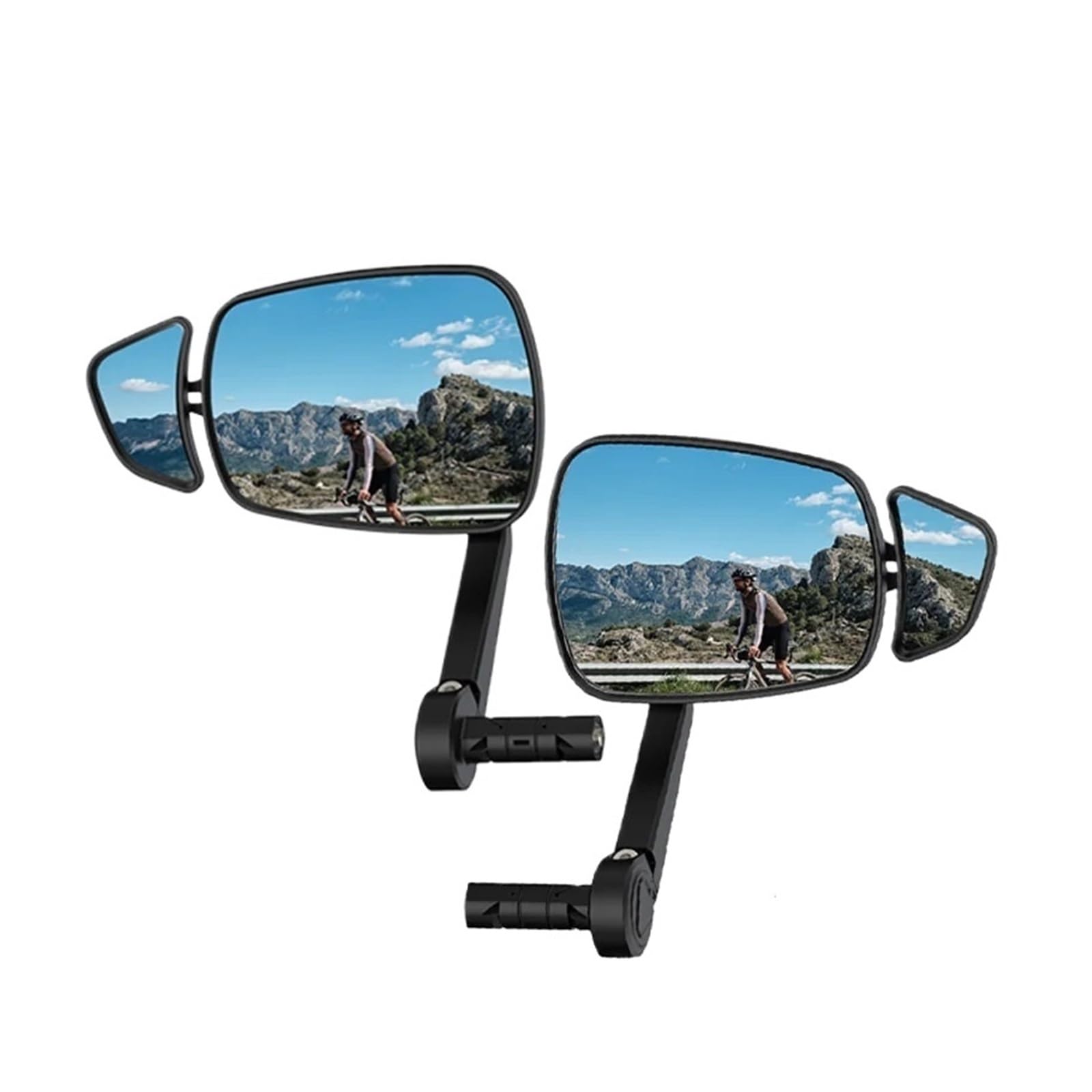 BUCKLOS Fahrrad-Rückspiegel, 360° Verstellbar, Weitwinkel, Blendfrei, Lenkerstecker, Rückspiegel, Kompatibel Mit E-Bike Small Auxiliary | Set