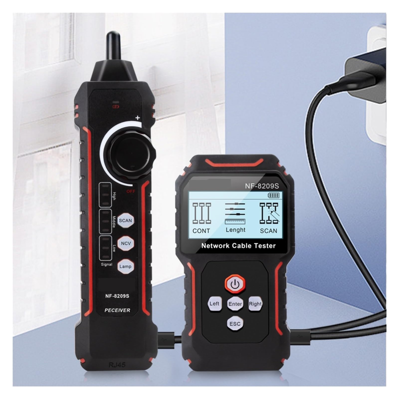 Netzwerkkabel-Tracer LAN-Messtester Netzwerk-Tools LCD-Display Gemessene Länge Schaltplan-Tester Kabel-Tracer Leicht Und Tragbar