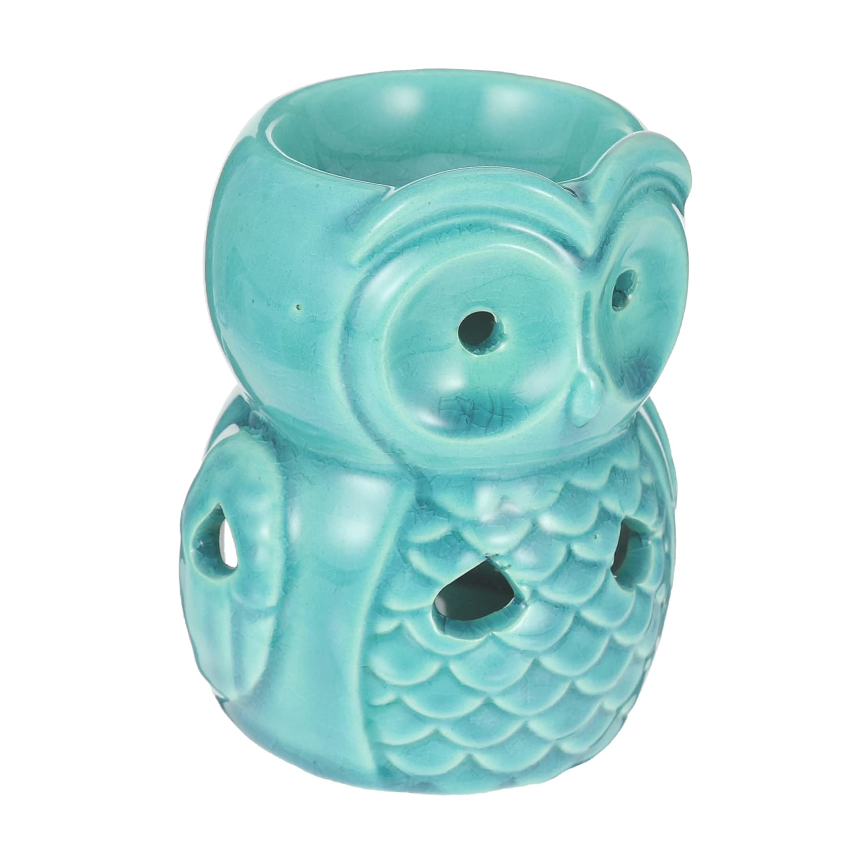Brûleur de parfum design compact hibou bleu, grand diffuseur d'arômes céramique