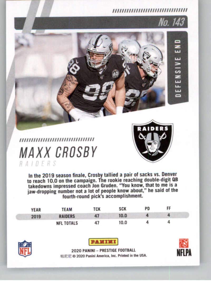 Amazon.com: 2020 Prestige NFL #143 Maxx Crosby Las Vegas Raiders