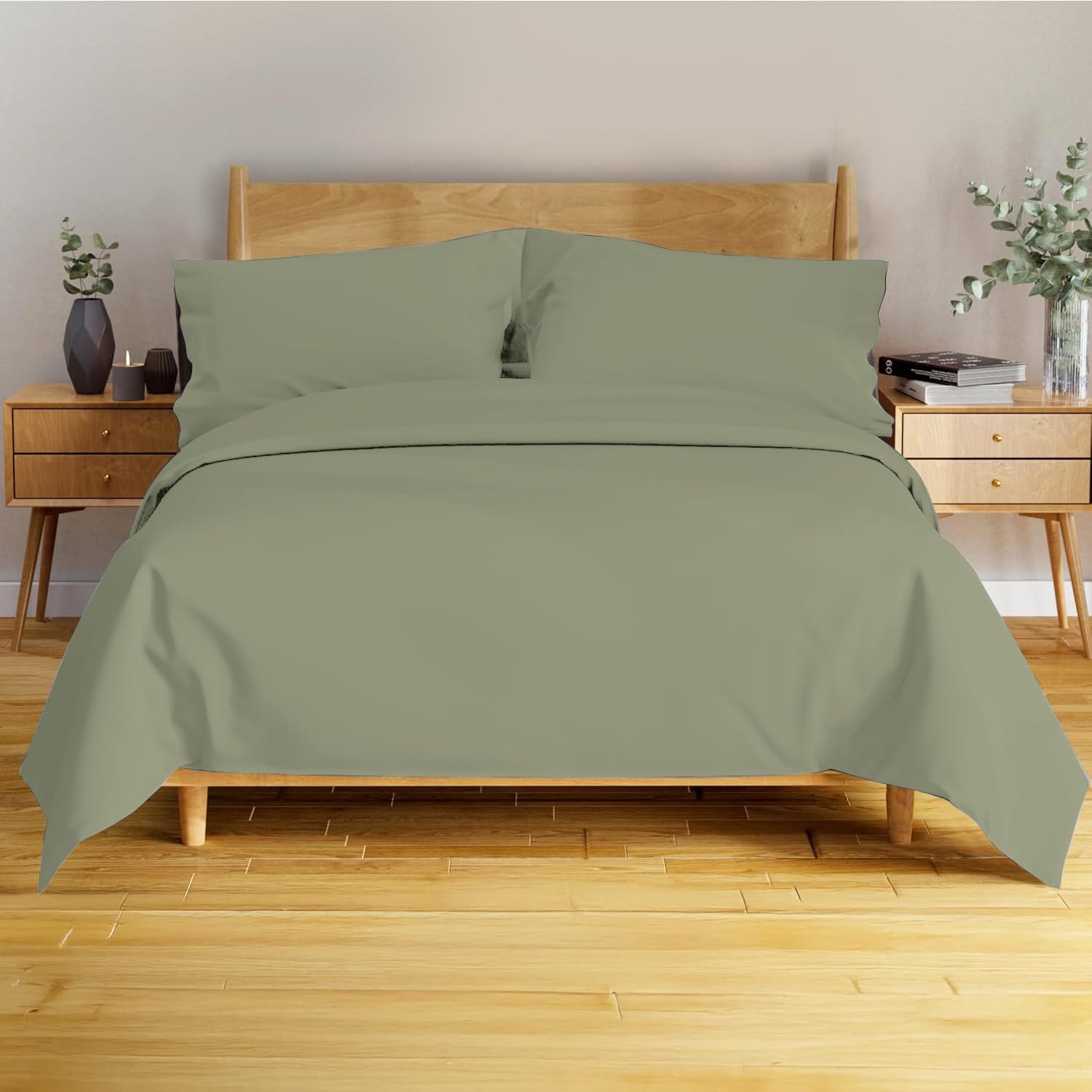 BAMPURE Luxury Series King Sheet Set - 100% Viscose derived from Bamboo Sheets King Size - Super Soft Viscose Bamboo Cooling Sheets for Hot Sleepers -Up to 16’’ Deep Pocket King Sheet Set (Tea Green)