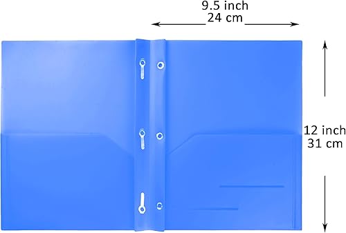 Miniatura 2 de Youngever Paquete de 6 carpetas de plástico resistente con dos bolsillos con 3 puntas, cierre de puntas de metal, carpeta de plástico resistente con