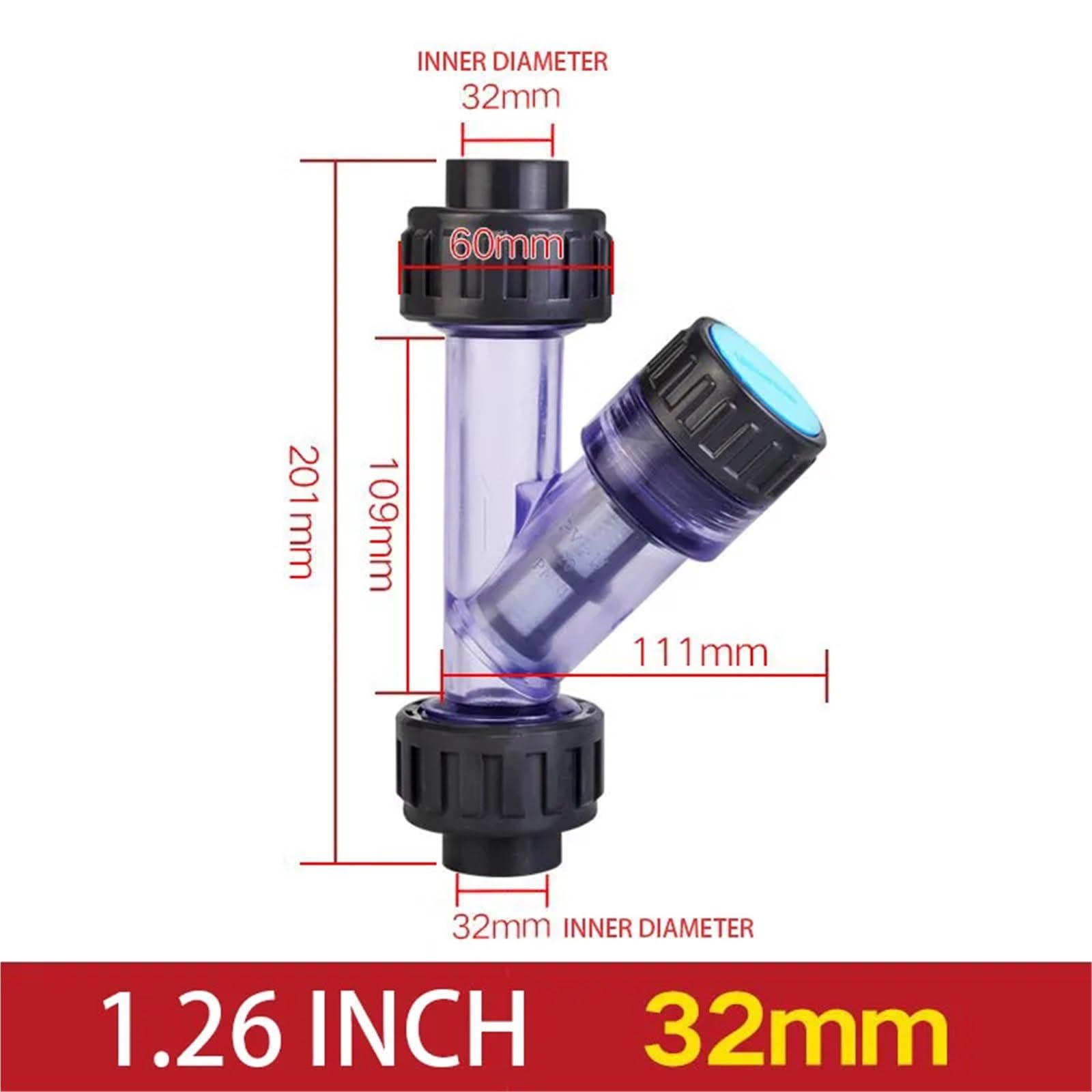 Filtr siatkowy typu Y UPVC/CPVC, filtr Y w linii do chemicznego uzdatniania wody, 1 sztuka pompa dozująca (wewnętrzna średnica 32 mm)