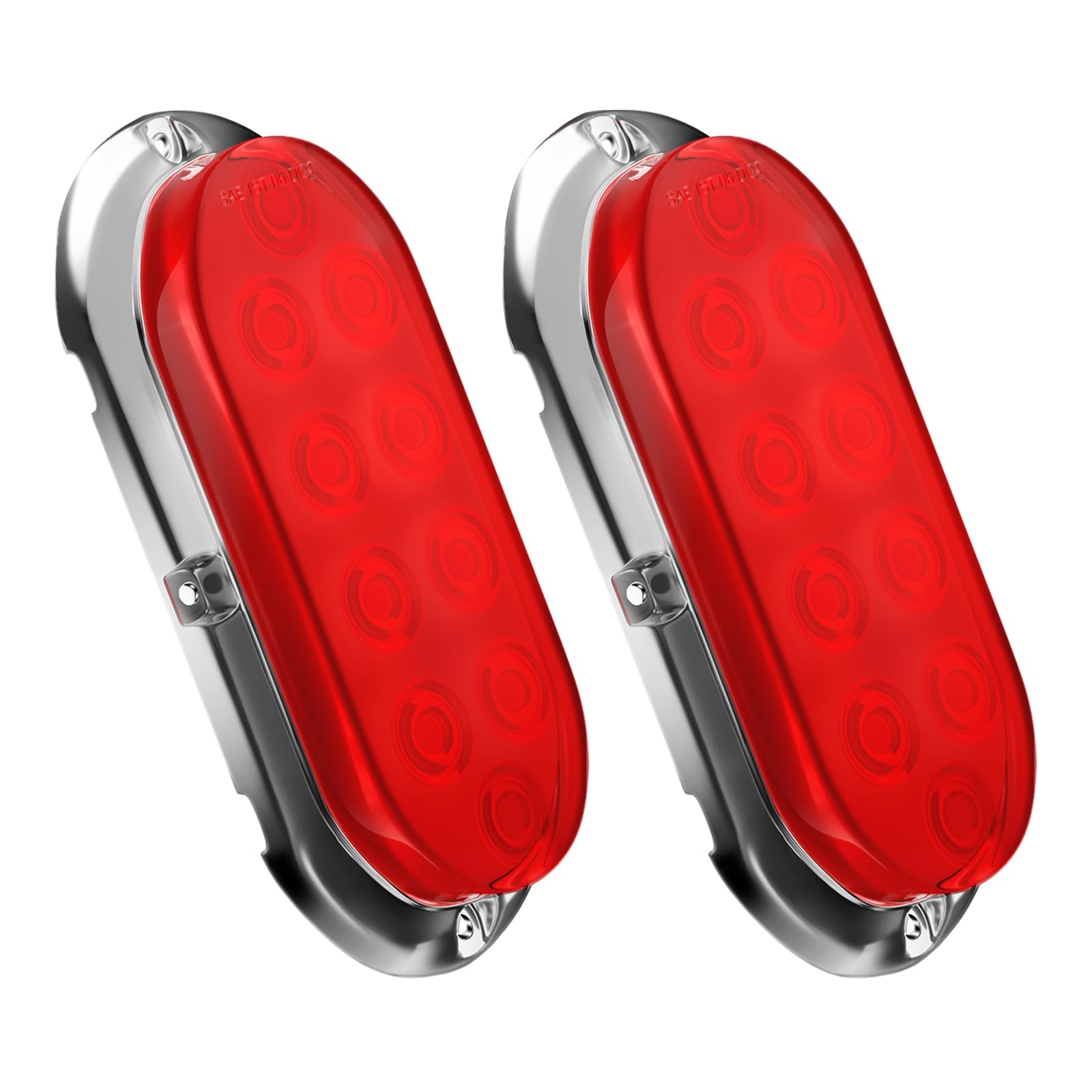Alopee 2-Pack 6 Inch Oval Led Trailer Tail Lights Enclosed Submersible Utility Trailer Brake Lights for Semi-Truck RV Camper Boat Car Tractor Motorcycle Rear Side Marker Clearance Running Lighting