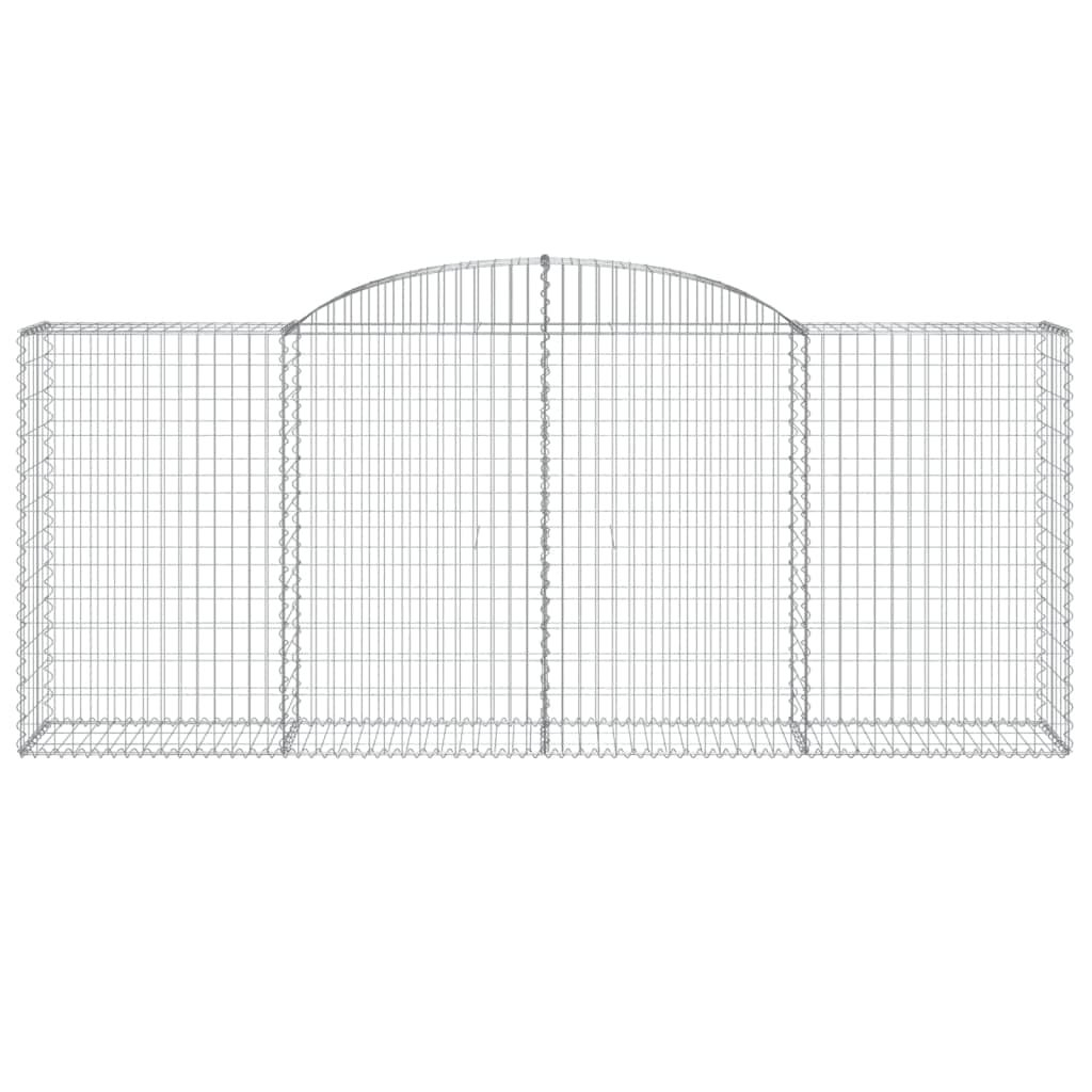 Gaviones con arco 2 unidades de hierro galvanizado 300x50x120/140cm para barrera de jardín y protección visual como pared decorativa de gaviones con aislamiento acústico de alambre robusto