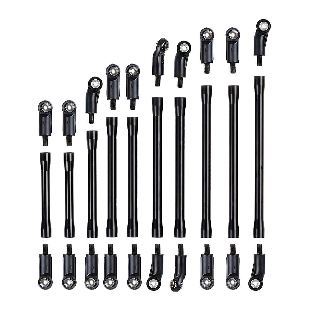 Juego de 10 Piezas eslabones metálicos y Extremos Varilla plástico for Coche RC Crawler 1/10 Axial SCX10 II 90046(SCX10 II 90046 Black)