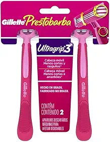 Aparelho de Depilar Descartável Feminino Gillette Prestobarba UltraGrip3 - 2 unidades