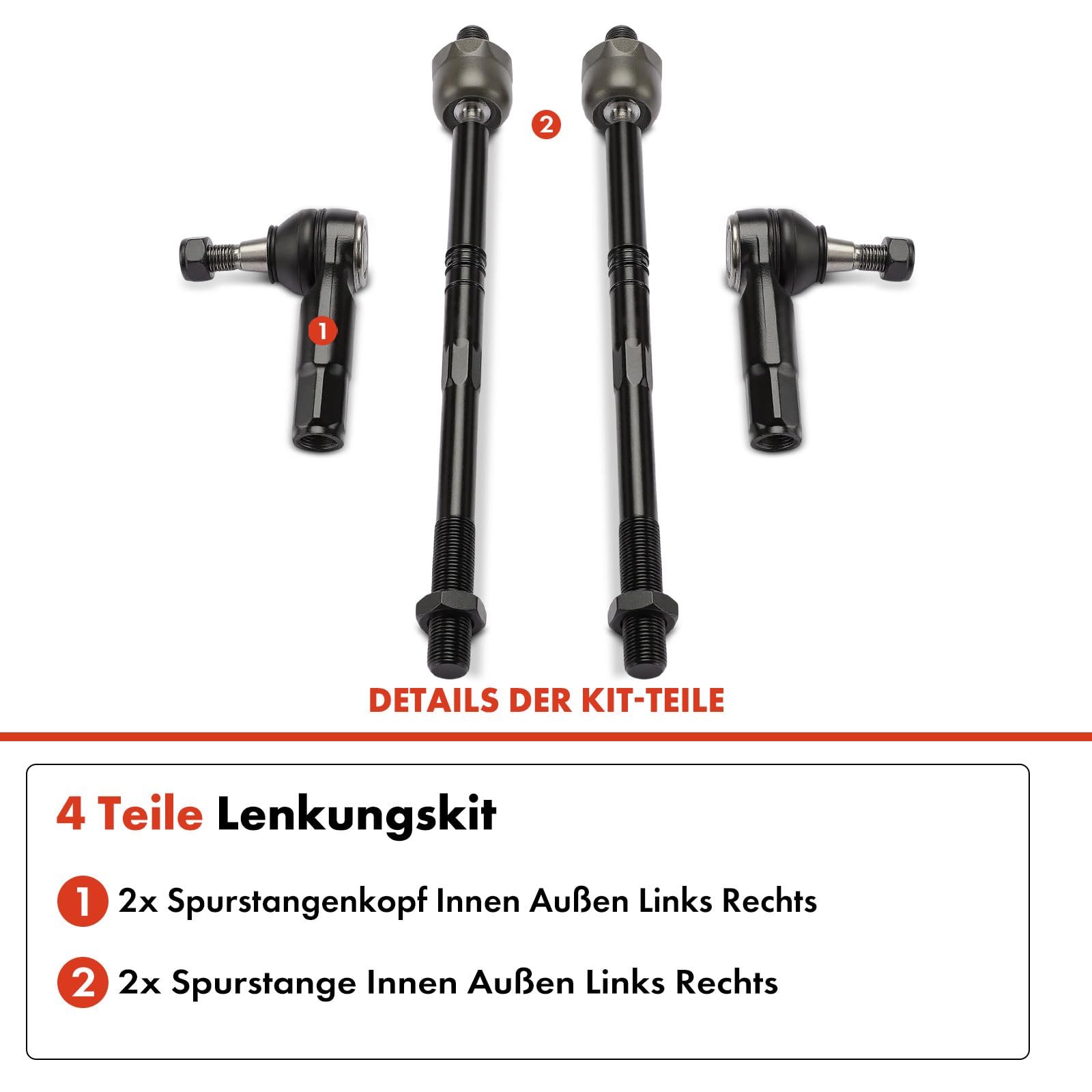 Frankberg 2x Embouts de biellette de direction + 2x Biellette de direction | MS10624; Compatible avec: Altea XL 5P5 5P8, O.c.t.a.v.i.a III 5E3 NL3 NR3, CC 358, Golf Plus 521 5M1