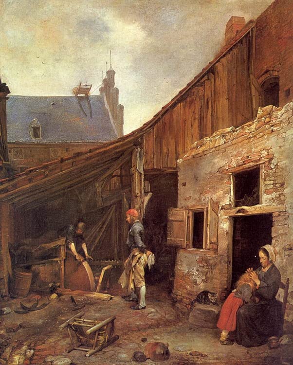 Impression Toile la Famille du Broyeur de Pierre Gerard Ter Borch Décoration Haut de Gamme