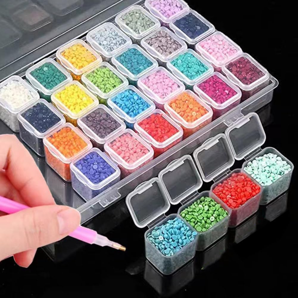 Scatola Organizer Diamond Painting 28 Scomparti - 2 Pezzi, Per Strass, Perline, Accessori