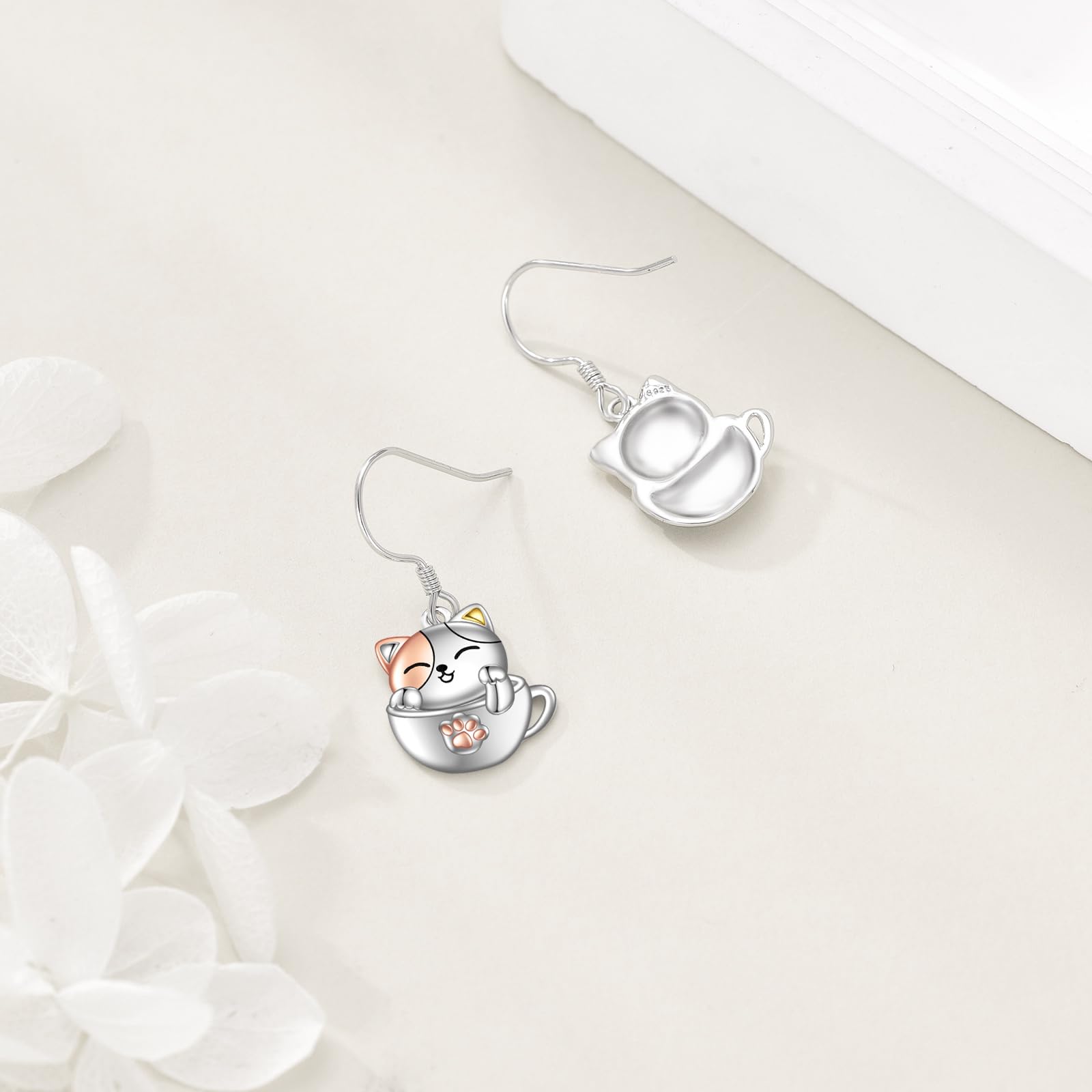 Tier Ohrringe Damen Mädchen Kinder 925 Sterling Silber Panda/Faultier/Koala/Fledermaus/Kürbis/Schwarze Katze/Hund Tassen Hängend Ohrhänger Niedlich Tier Ohrringe Schmuck Geschenk