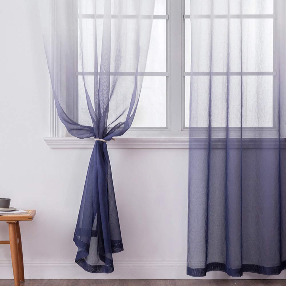 MIULEE Rideaux Voilages Lot de 2 Couleur Pure Maroc 140 x 245 CM effrangé Rideau De Fenêtre Transparents Lisse Élégant Panneaux Voile De Fenêtre Traitement pour Chambre Salon Gris en destockage et
