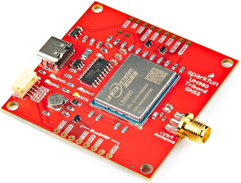 SparkFun Triband GNSS RTK Breakout - UM980 1408-Channel GNSS Receiver, high Precision RTK Position Module, USB Type C, Board Dimensions: 2.0in. x 2.0in. (50.8mm x 50.8mm)