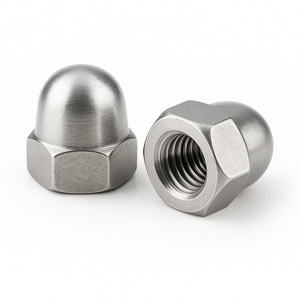 Écrous borgnes haute forme DIN 1587 en acier inoxydable M10-50 pièces A2 V2A hexagonaux pour vis, rondelles et tiges filetées (50, M10)