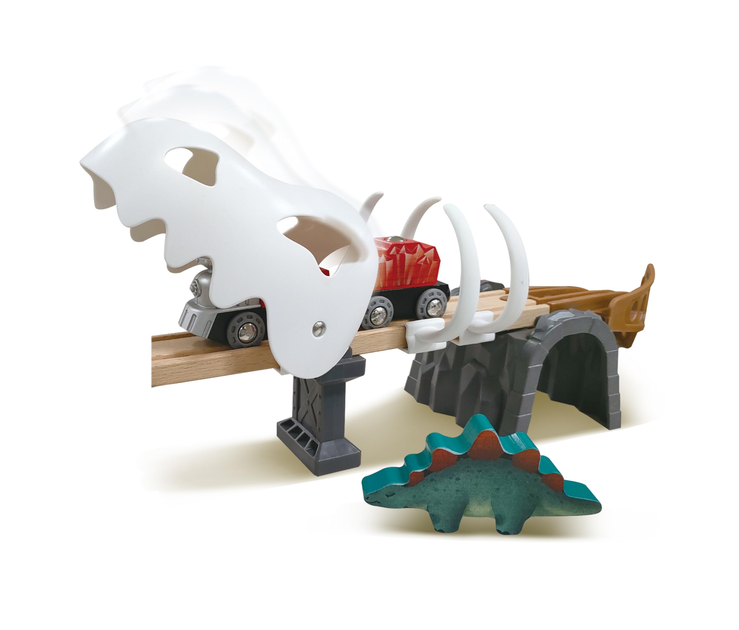 Hape Circuit Dino Adventure - Aventure Préhistorique pour Enfants dès 3 Ans, Circuit de Train en Bois - Jouet Éducatif et Phosphorescent - Cadeau Fille Garçon - Jeu Dinosaure Créatif, Motricité