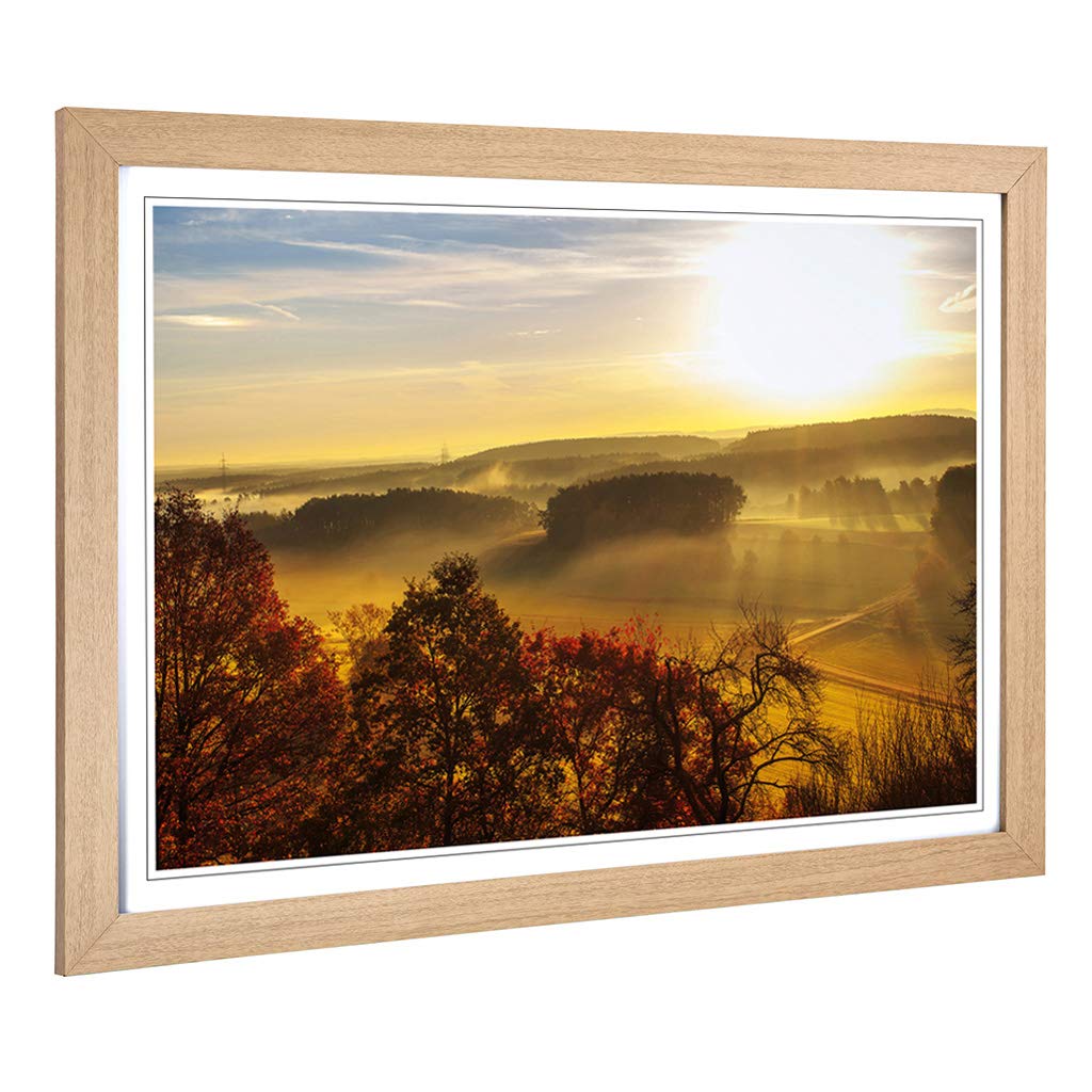 Big Box Art Framed Print of Beautiful Sunrise Landscape (5) Design | Wall Art Picture | Home Decor for Kitchen, Living Room, Bedroom, Hallway, Oak, A2 / 24.5x18 Inch / 62x45cm