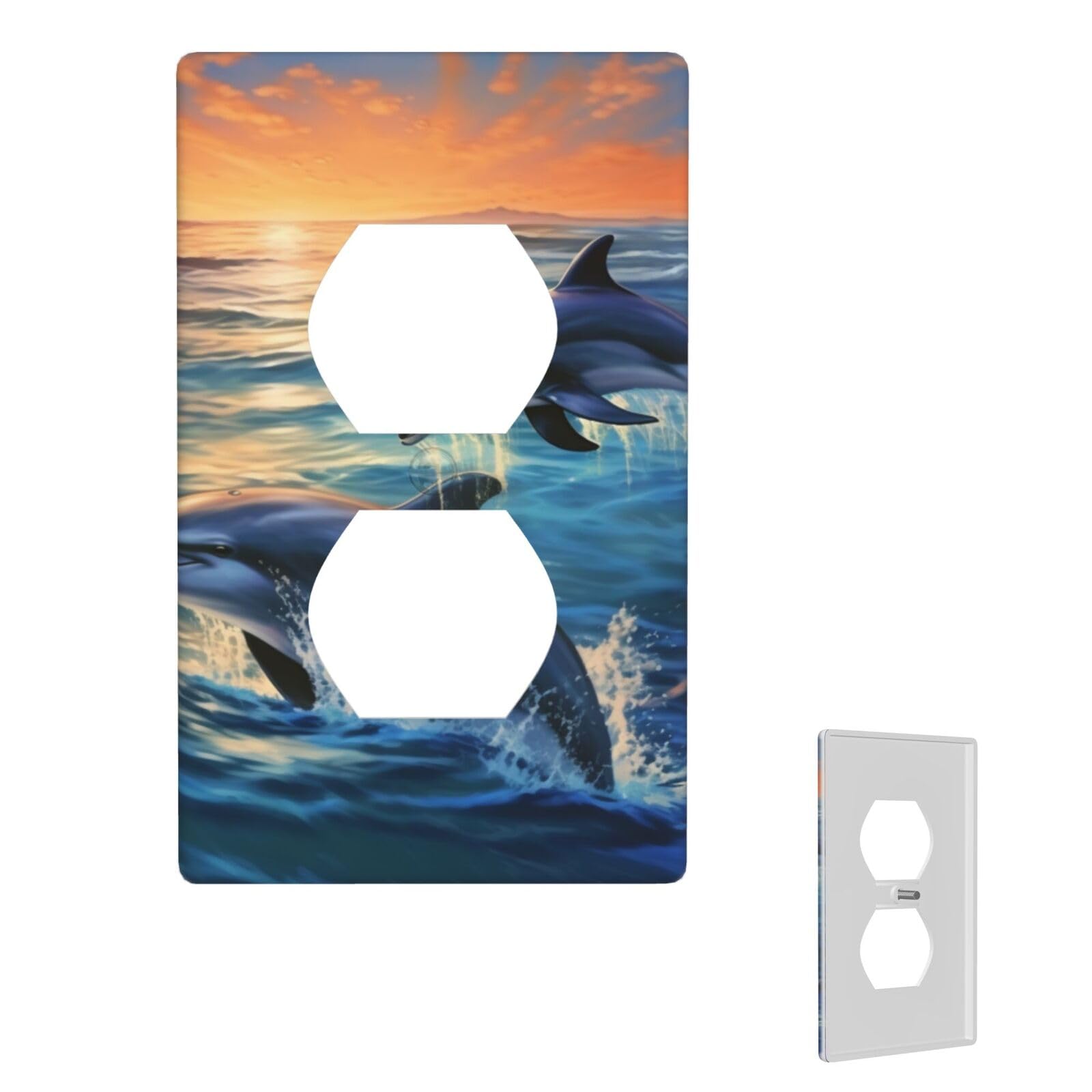 1-Gang Decorator Wall Plate dolphins in the sea Light Switch Cover Single Gang Receptacle Wall Plate Standard Size 4.5" x 2.76" Wallplate Unbreakable Polycarbonate Outlet Faceplates Cover