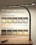 ONEMIX 42" LED Desk Lamp with Clamp, Architect Desk Light with Remote, Adjustable 4-Segment Bar, 1800LM Bright, Eye-Caring Desk Lamp for Home Office, Reading, Study, Dual Monitors, Workbench (Black)